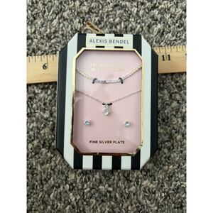 Alexis Bendel 3 pc earring and necklace set fine silver plate